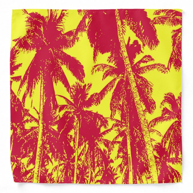 Red and Yellow Effect Palm Trees Design Bandana (Front)