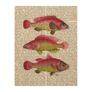 Red and Yellow Fantasy Fish Trio Wood Wall Decor