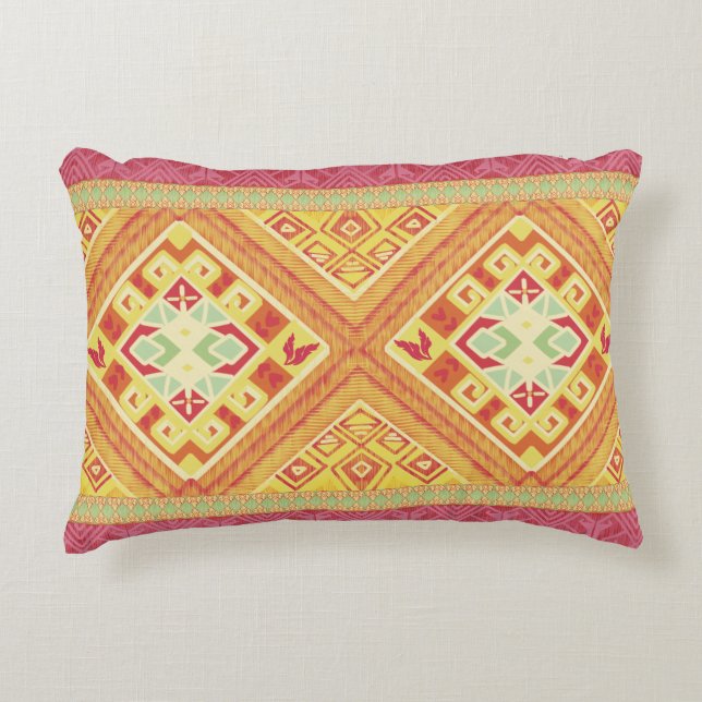 Red and Yellow Feathers Accent Pillow (Front)