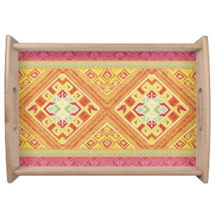 Red and Yellow  Feathers Serving Tray