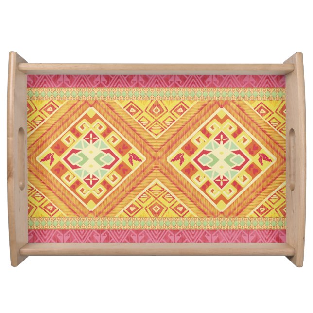 Red and Yellow  Feathers Serving Tray (Front)