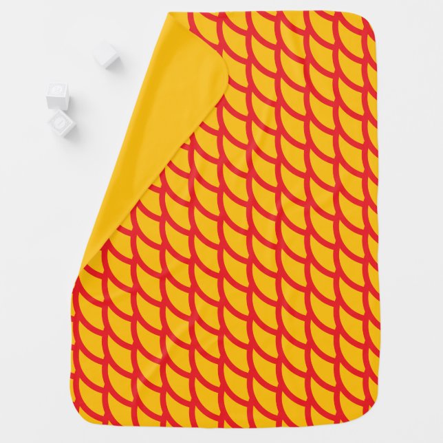 Red and yellow Fish scales  Baby Blanket (In Situ)