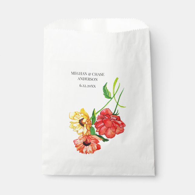 Red and Yellow Floral Bouquet Favor Bag (Front)