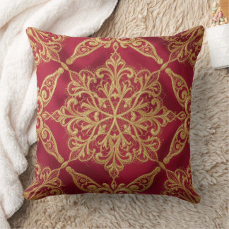 Red And Yellow Floral Pattern Throw Pillow