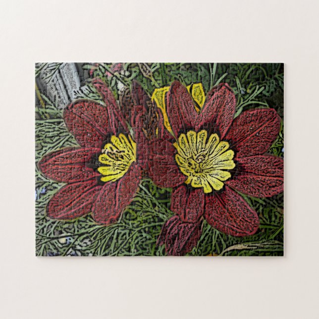 red and yellow flower summer bulbs floral jigsaw puzzle (Horizontal)