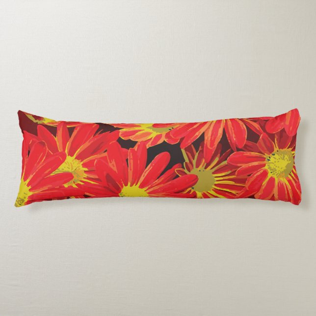 Red and Yellow Flowers 1 Body Pillow (Front)