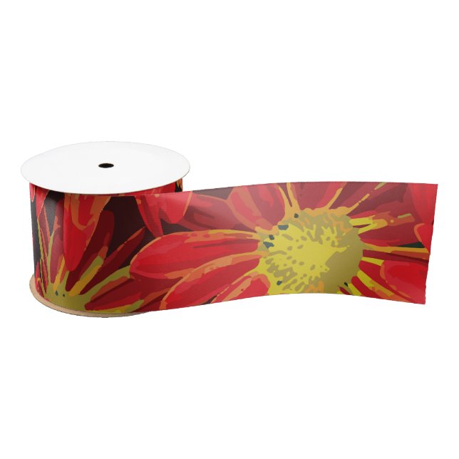 Red and Yellow Flowers 1 Satin Ribbon (Spool)