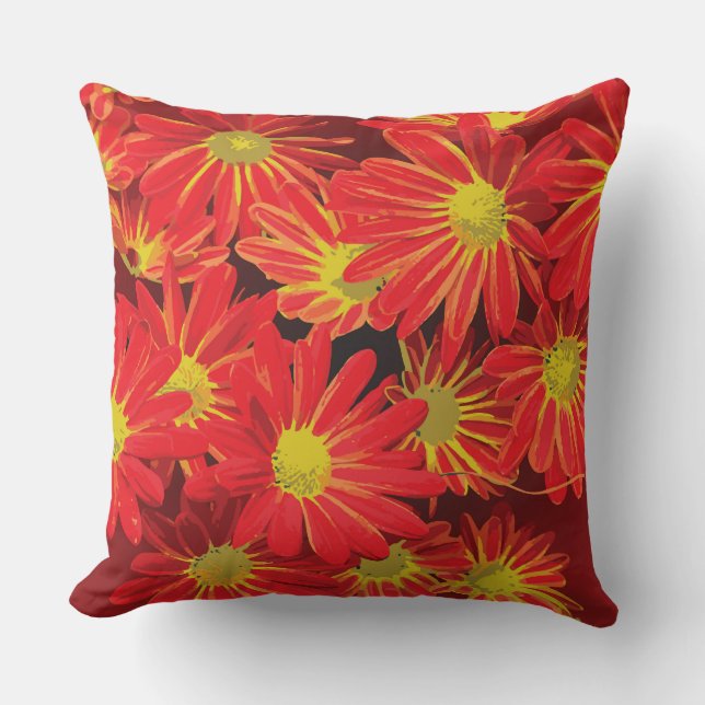 Red and Yellow Flowers 1 Throw Pillow (Front)