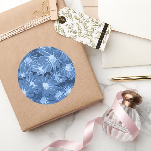 Red and Yellow Flowers 3 Classic Round Sticker (Gifting)