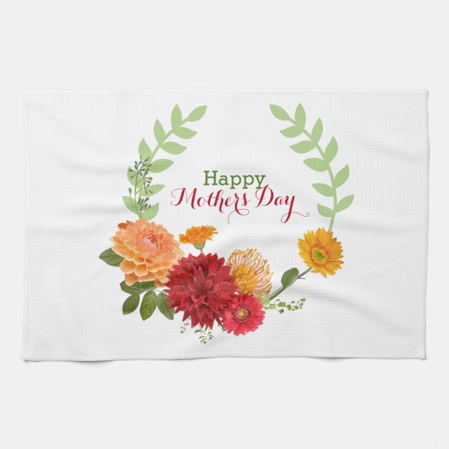 Red And Yellow Flowers In A Wreath Towel (Horizontal)