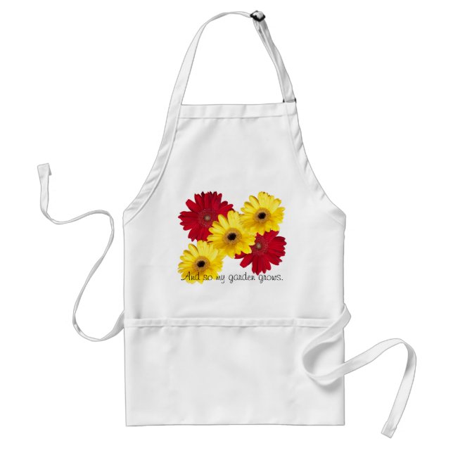 Red and Yellow Gerber Daisy Close Up Photographs Adult Apron (Front)