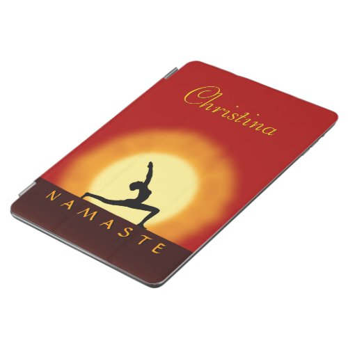 Red and Yellow Gold Yoga Pose Silhouette Sunrise iPad Air Cover