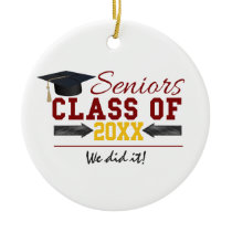 Red and Yellow Graduation Gear Ceramic Ornament