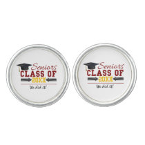 Red and Yellow Graduation Gear Cufflinks