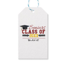 Red and Yellow Graduation Gear Gift Tags