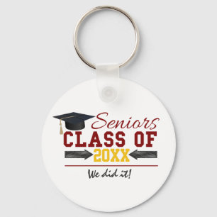 Red and Yellow Graduation Gear Keychain