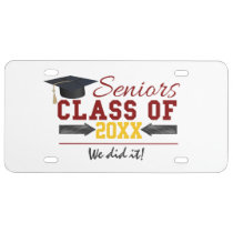 Red and Yellow Graduation Gear License Plate