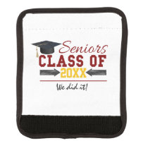 Red and Yellow Graduation Gear Luggage Handle Wrap