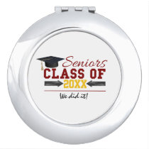 Red and Yellow Graduation Gear Makeup Mirror