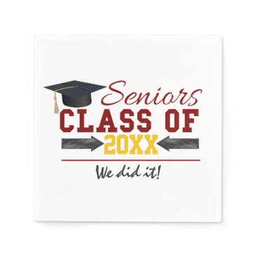Red and Yellow Graduation Gear Napkins