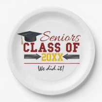 Red and Yellow Graduation Gear Paper Plates