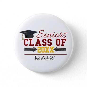 Red and Yellow Graduation Gear Pinback Button