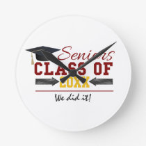 Red and Yellow Graduation Gear Round Clock