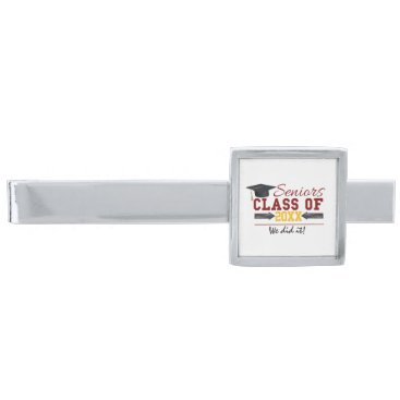 Red and Yellow Graduation Gear Silver Finish Tie Bar