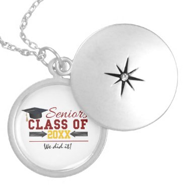 Red and Yellow Graduation Gear Silver Plated Necklace