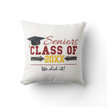 Red and Yellow Graduation Gear Throw Pillow