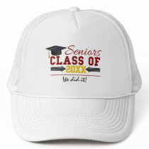 Red and Yellow Graduation Gear Trucker Hat