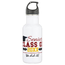 Red and Yellow Graduation Gear Water Bottle