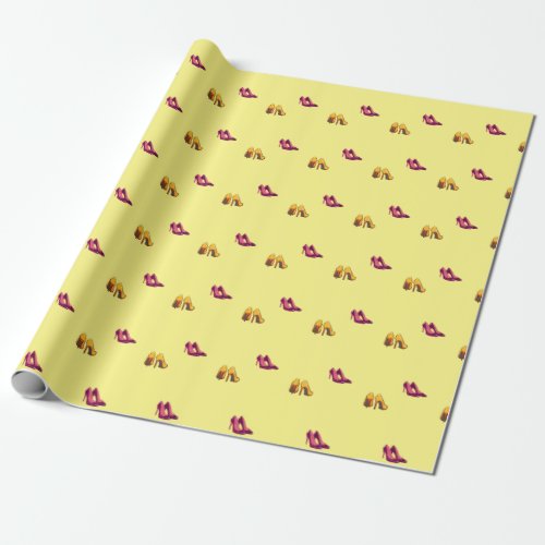 red and yellow heels  wrapping paper