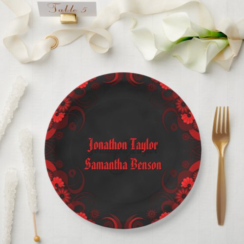 Red and yellow Hibiscus Floral Paper Plates