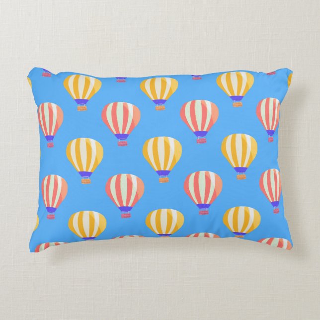 Red and Yellow Hot Air Balloons Pattern Accent Pillow (Front)