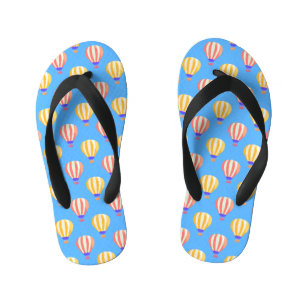 Red and Yellow Hot Air Balloons Pattern Kid's Flip Flops