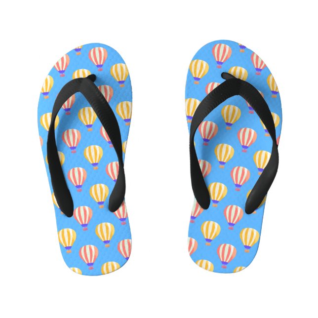 Red and Yellow Hot Air Balloons Pattern Kid's Flip Flops (Footbed)