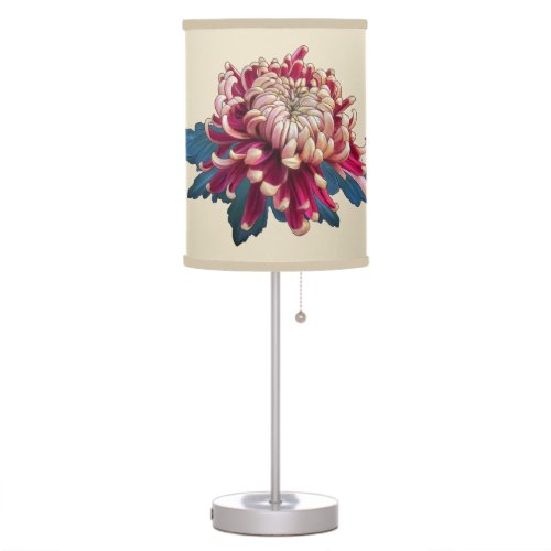 red and yellow Japanese chrysanthemum beige Table  Table Lamp