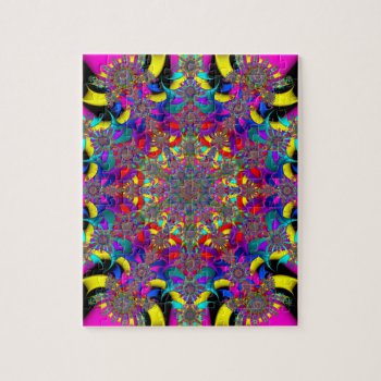 Red And Yellow Kaleidoscope Fractal Puzzle by charlynsun at Zazzle