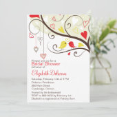 Red and Yellow Love Birds Bridal Shower Invitation (Standing Front)