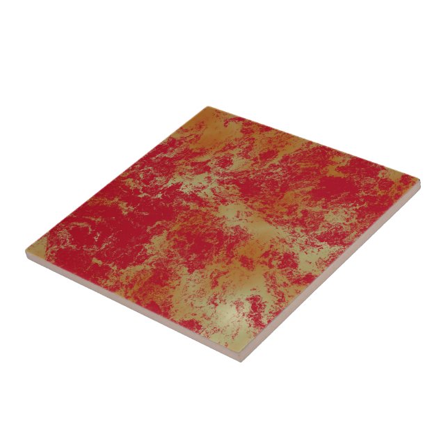 red and Yellow marble abstract Ceramic Tile (Side)