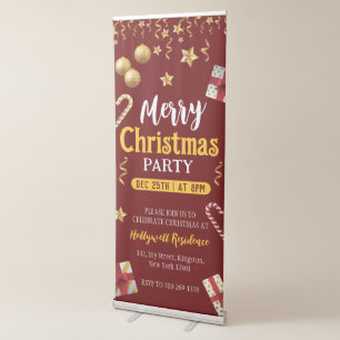 Red and Yellow Merry Christmas Party Retractable Banner