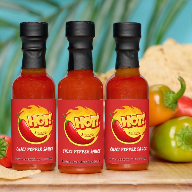 Red and Yellow Modern Chili Pepper Hot Sauce (Multi)