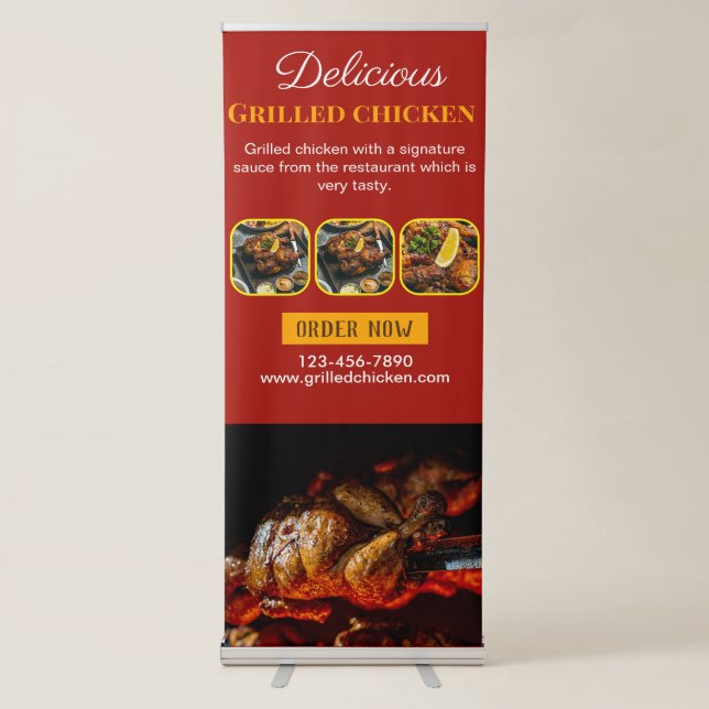 Red and Yellow Modern Food Promotion Retractable Banner (Front)