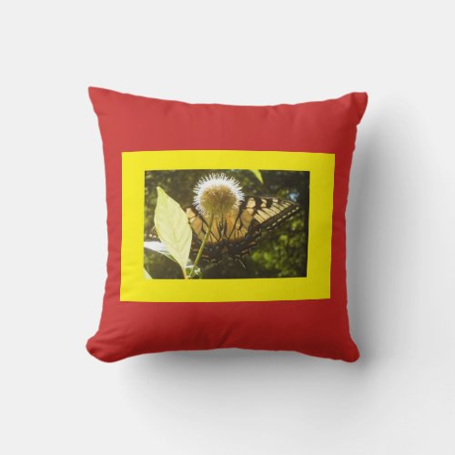 Red and Yellow Monarch Throw Pillow