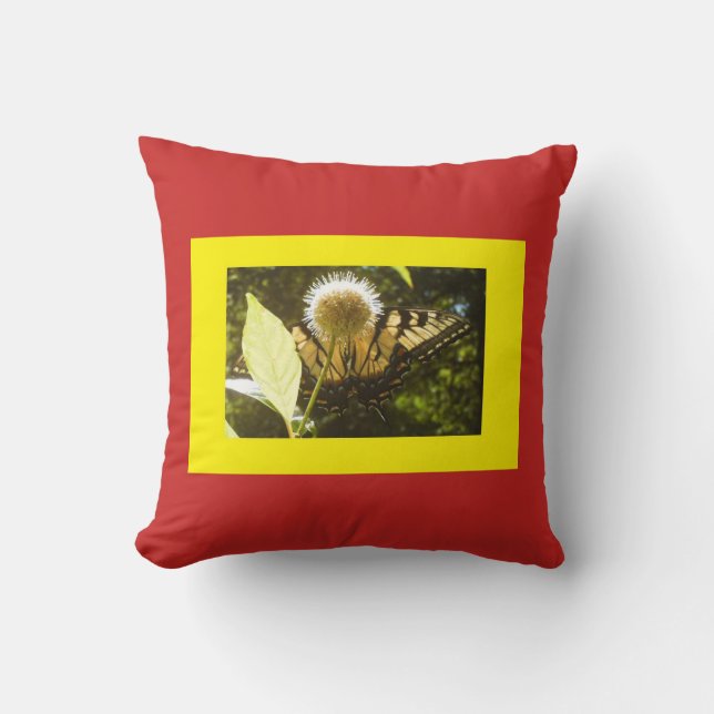 Red and Yellow Monarch Throw Pillow (Front)