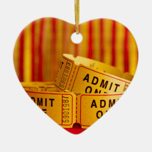 Red and Yellow Movie Tickets Ceramic Ornament
