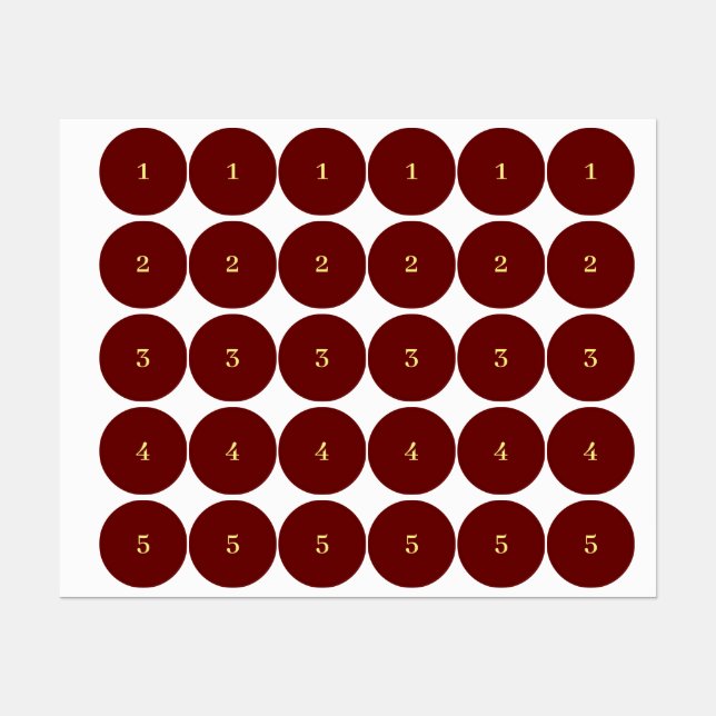 Red and yellow numbered labels (Sheet)