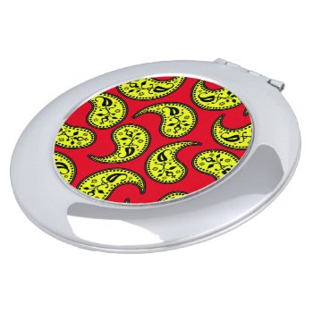 Red And Yellow Paisleys Retro Vanity Mirror by macdesigns2 at Zazzle