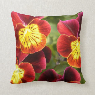 Red and Yellow Pansies (Viola) Throw Pillow